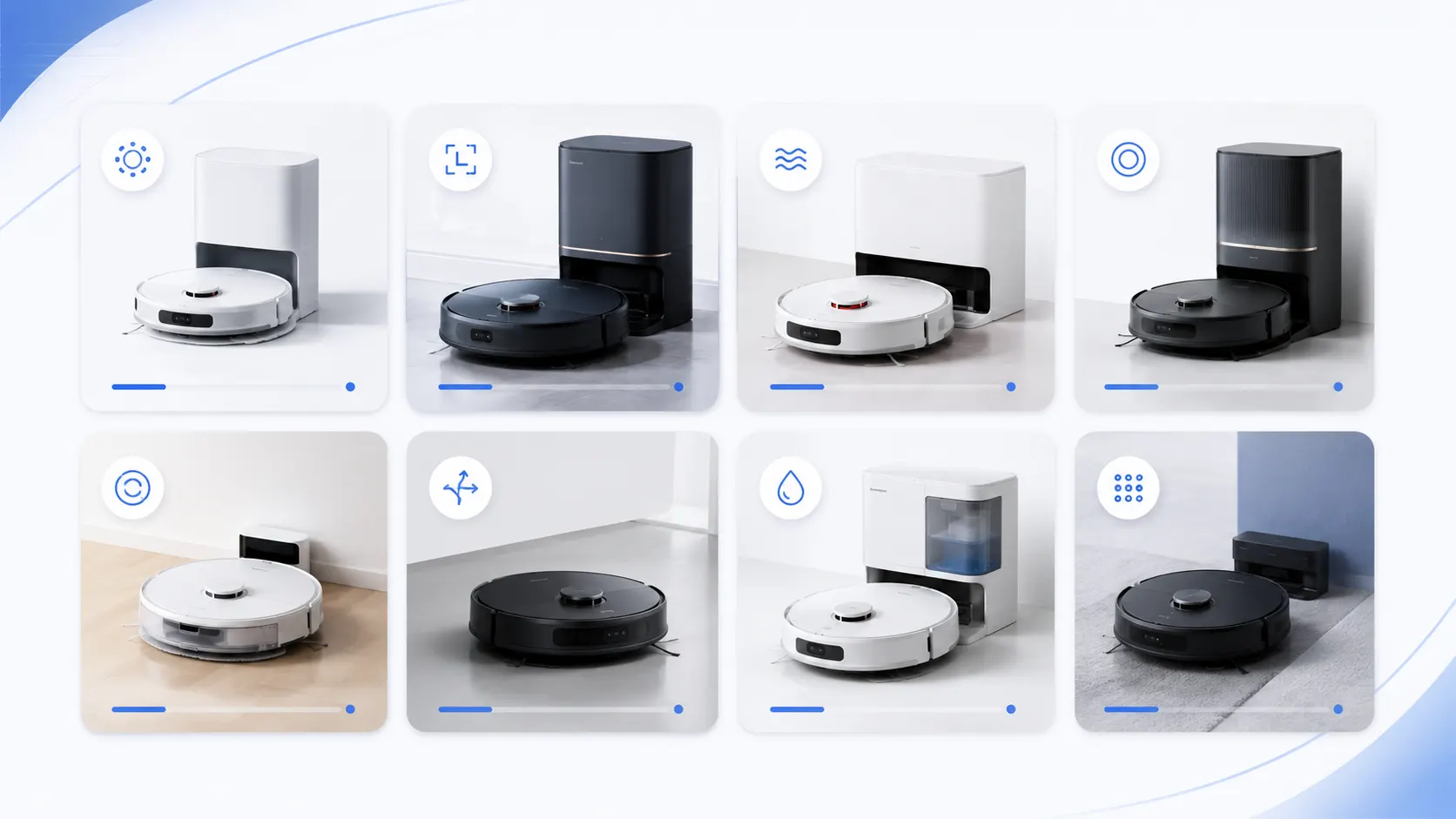 Cartes de marques d'aspirateurs robots laveurs sans logos