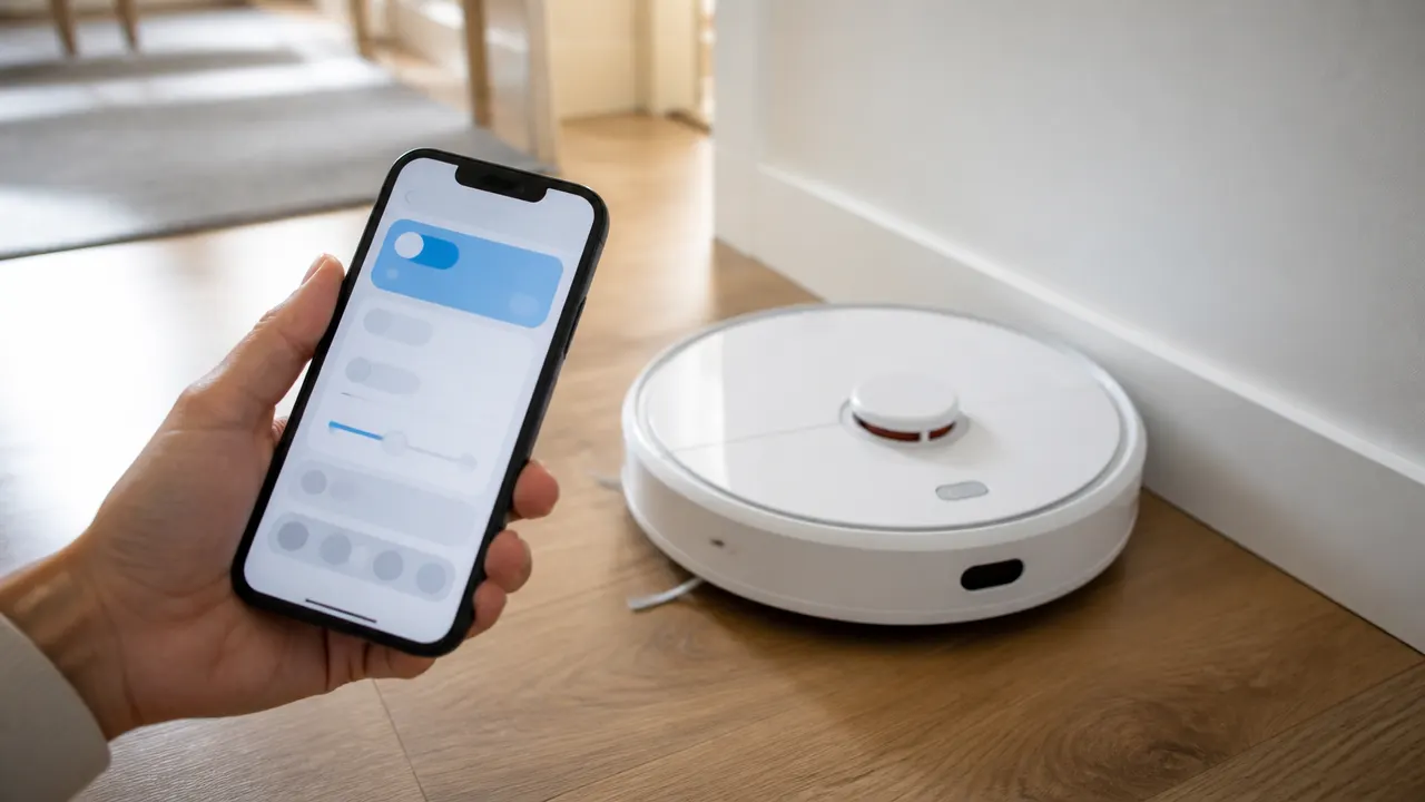 Réglage du mode d'aspiration d'un robot depuis une application mobile